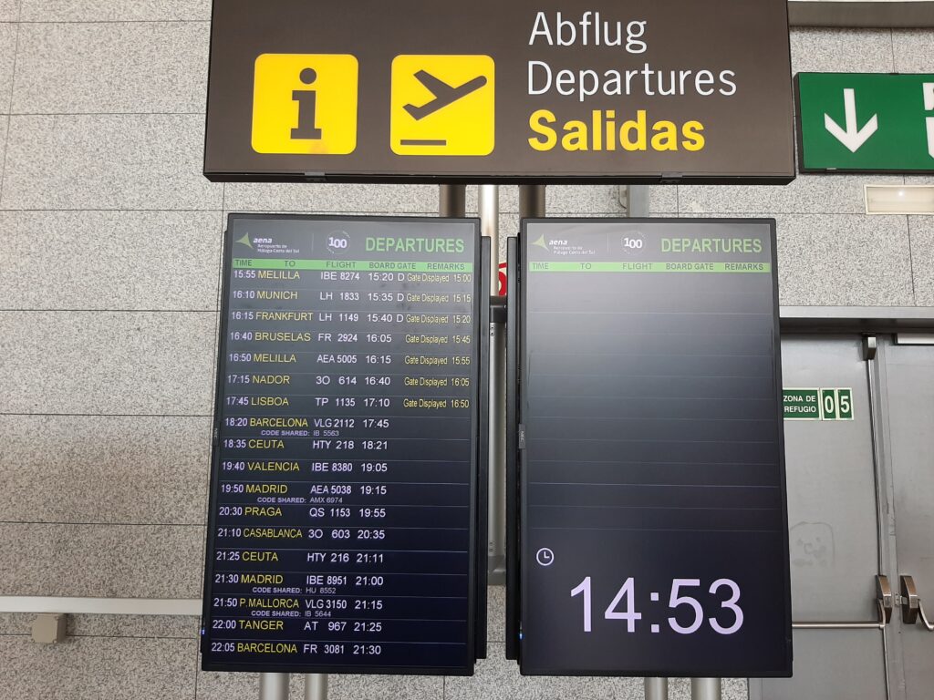 Malaga airport departures. 