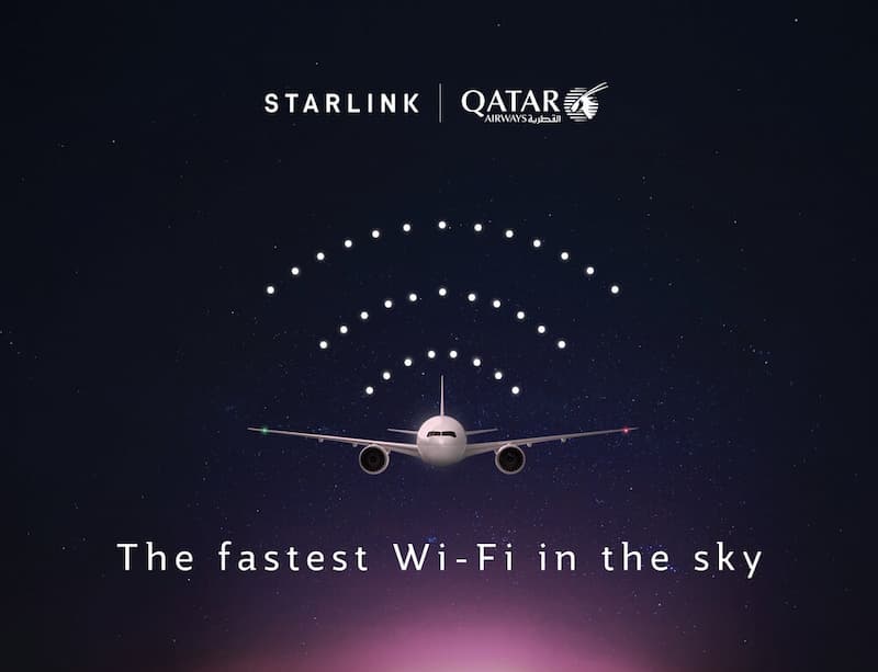 Qatar starlink commercial flight